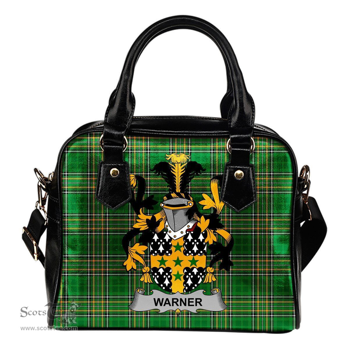Irish Warner Coat of Arms Family Crest Ireland Shoulder Handbag Irish National Tartan Irish County Handbag