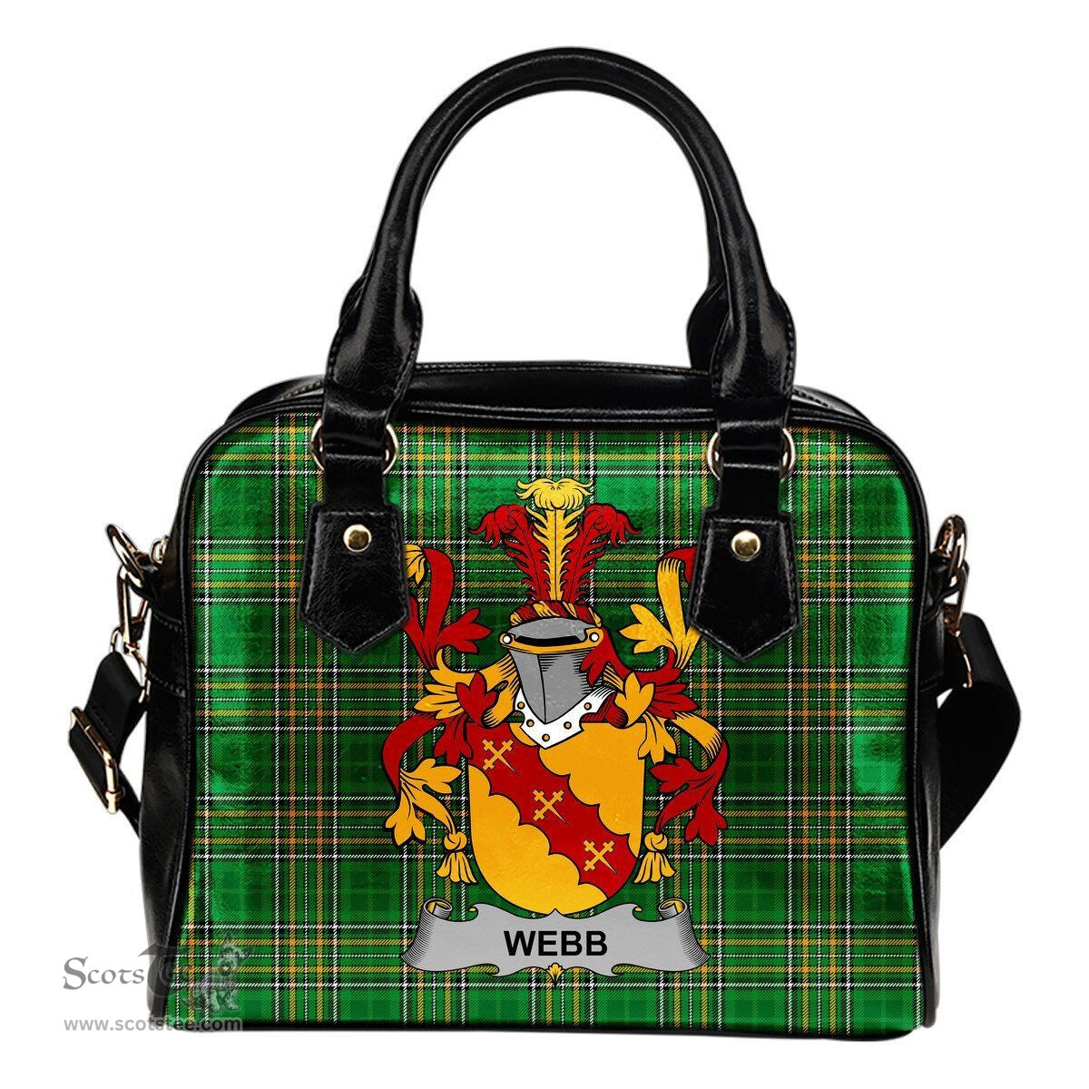 Irish Webb Coat of Arms Family Crest Ireland Shoulder Handbag Irish National Tartan Irish County Handbag