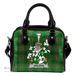 Irish Veldon Coat of Arms Family Crest Ireland Shoulder Handbag Irish National Tartan Irish County Handbag