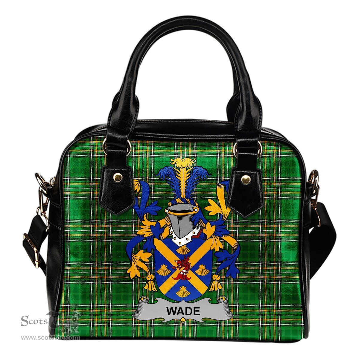 Irish Wade Coat of Arms Family Crest Ireland Shoulder Handbag Irish National Tartan Irish County Handbag