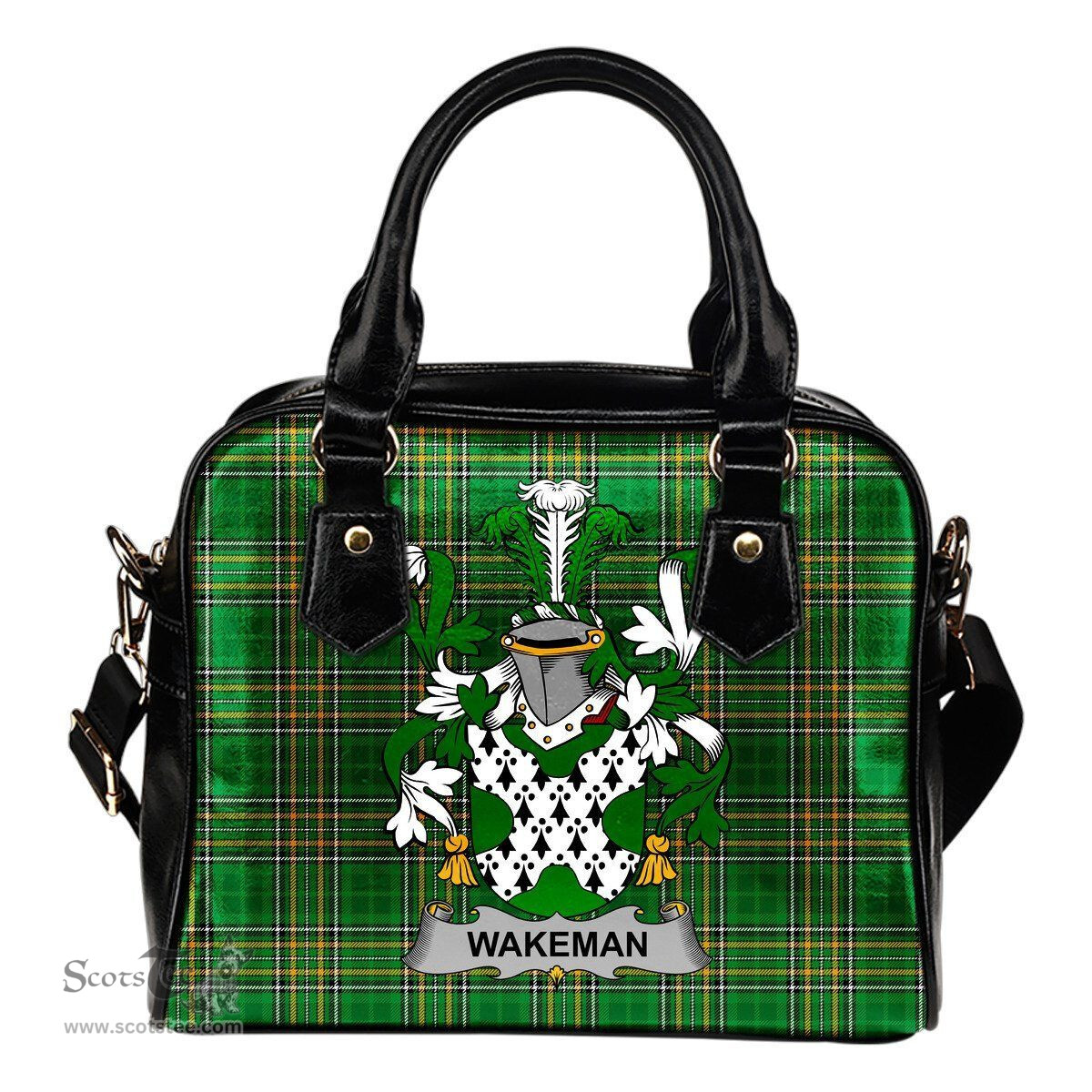 Irish Wakeman Coat of Arms Family Crest Ireland Shoulder Handbag Irish National Tartan Irish County Handbag