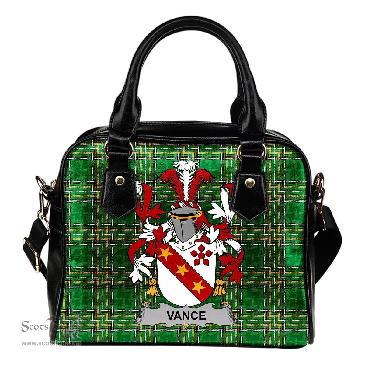 Irish Vance Coat of Arms Family Crest Ireland Shoulder Handbag Irish National Tartan Irish County Handbag