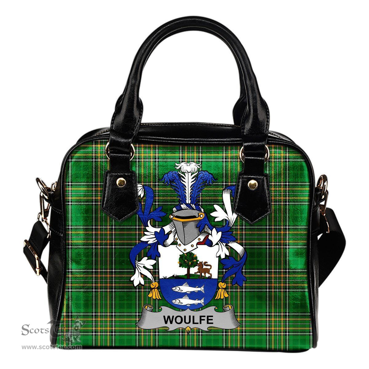 Irish Woulfe Coat of Arms Family Crest Ireland Shoulder Handbag Irish National Tartan Irish County Handbag