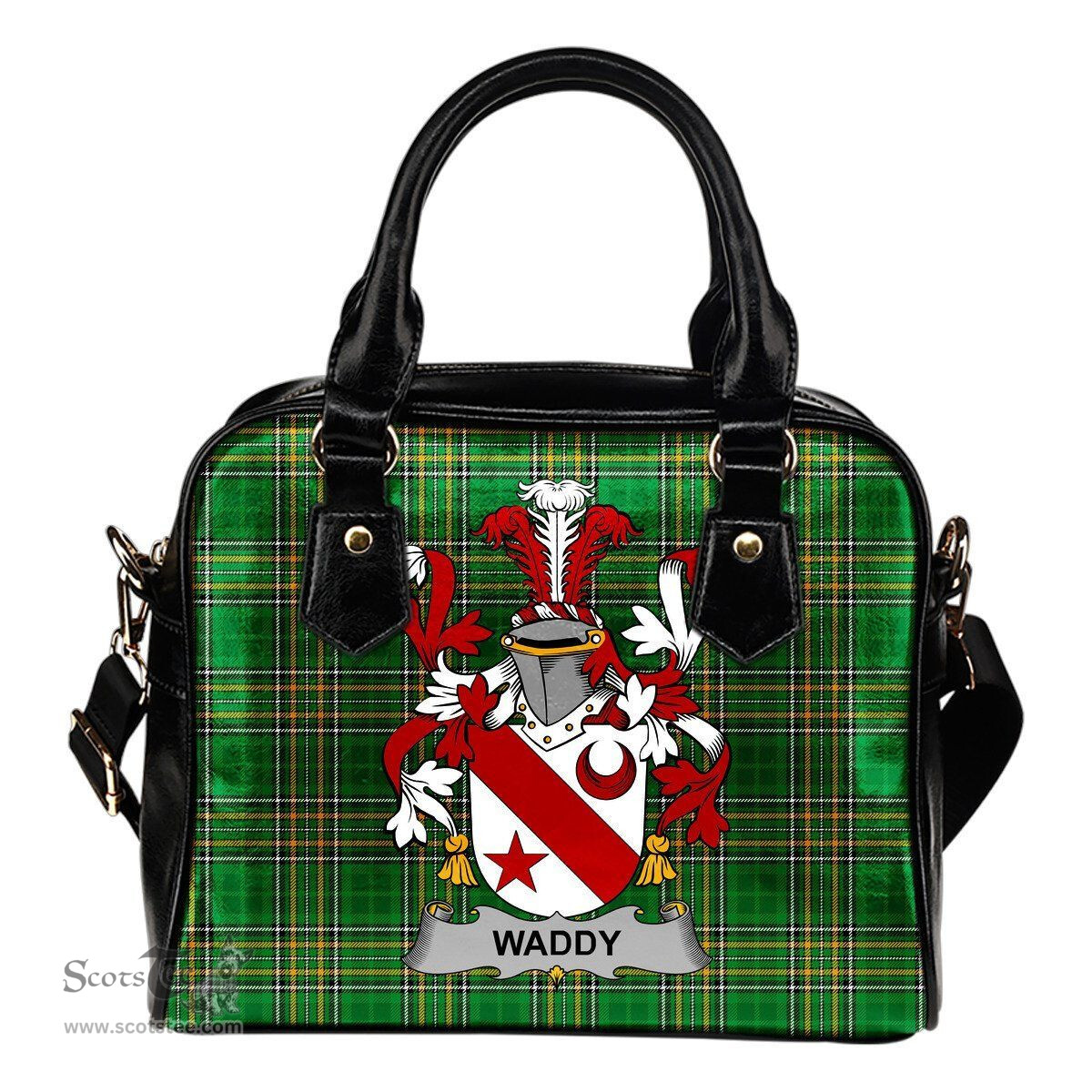 Irish Waddy Coat of Arms Family Crest Ireland Shoulder Handbag Irish National Tartan Irish County Handbag