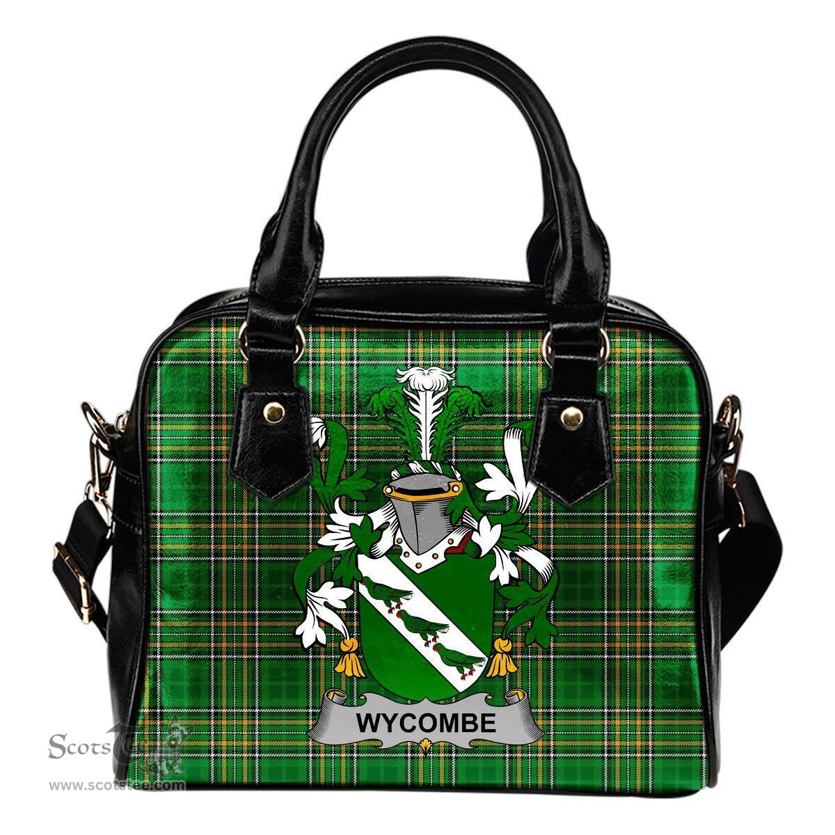 Irish Wycombe Coat of Arms Family Crest Ireland Shoulder Handbag Irish National Tartan Irish County Handbag