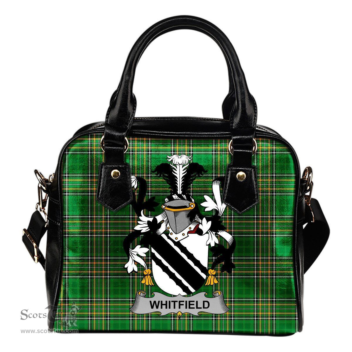 Irish Whitfield Coat of Arms Family Crest Ireland Shoulder Handbag Irish National Tartan Irish County Handbag