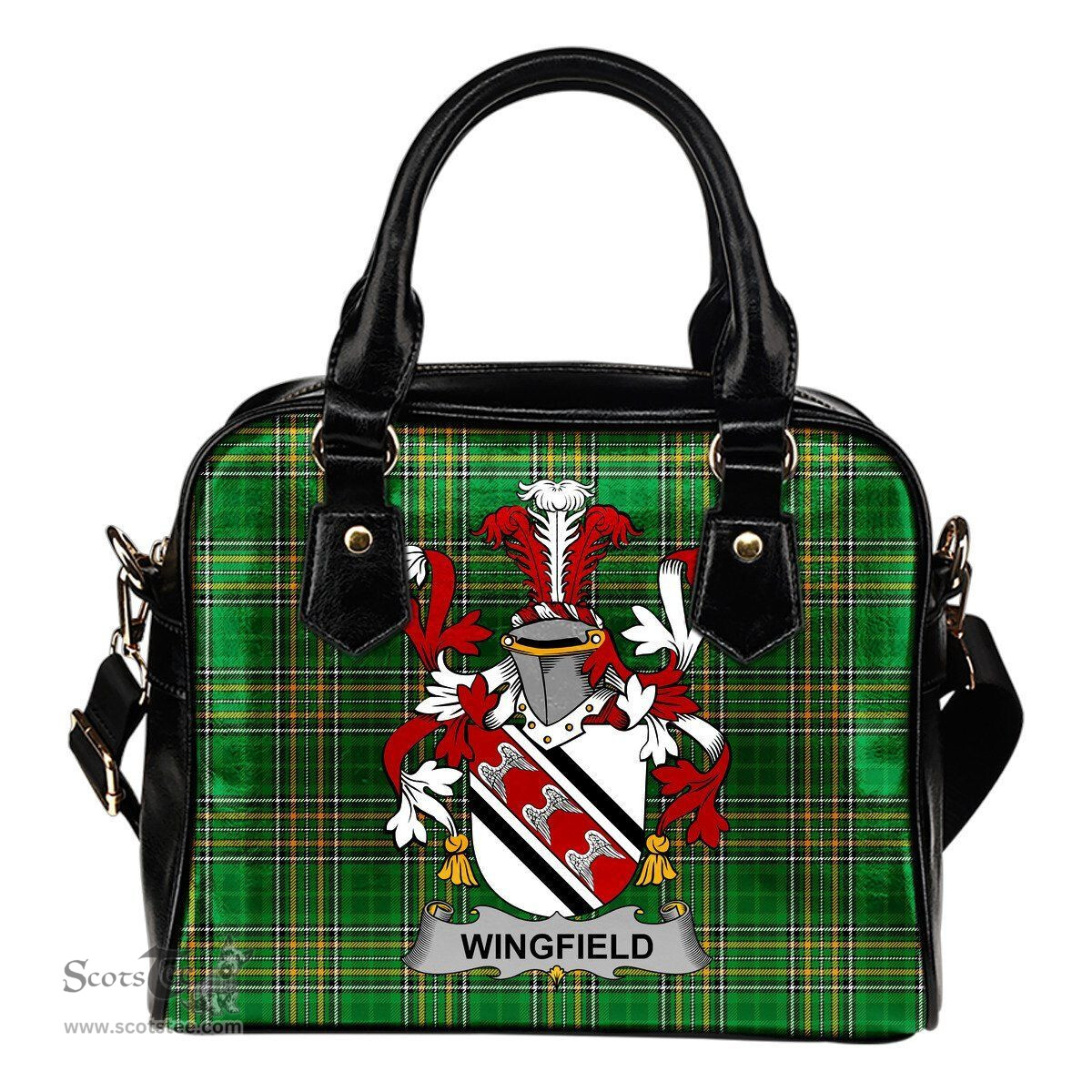 Irish Wingfield Coat of Arms Family Crest Ireland Shoulder Handbag Irish National Tartan Irish County Handbag
