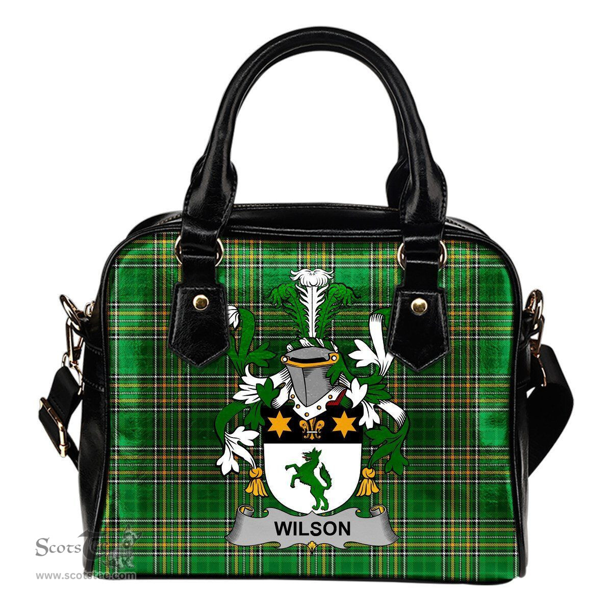 Irish Wilson Coat of Arms Family Crest Ireland Shoulder Handbag Irish National Tartan Irish County Handbag