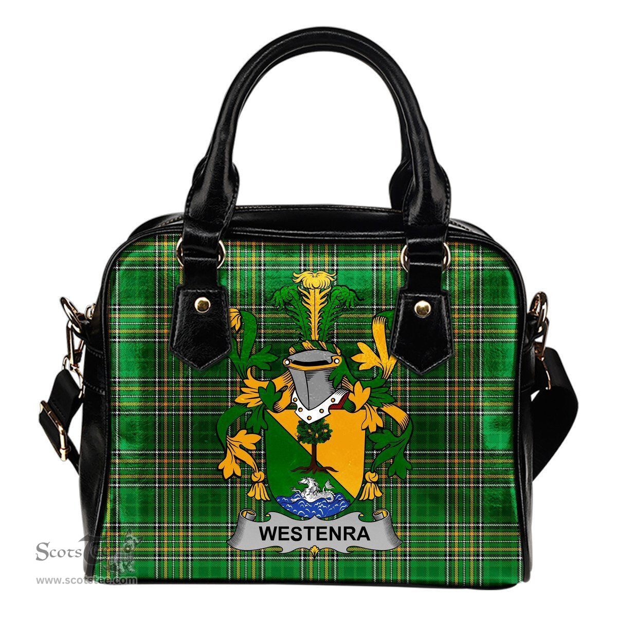 Irish Westenra Coat of Arms Family Crest Ireland Shoulder Handbag Irish National Tartan Irish County Handbag