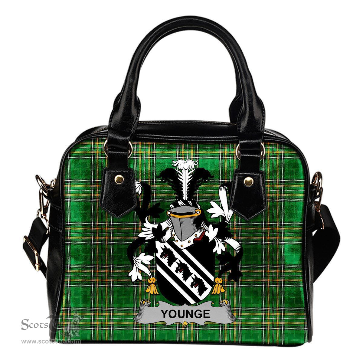 Irish Younge Coat of Arms Family Crest Ireland Shoulder Handbag Irish National Tartan Irish County Handbag