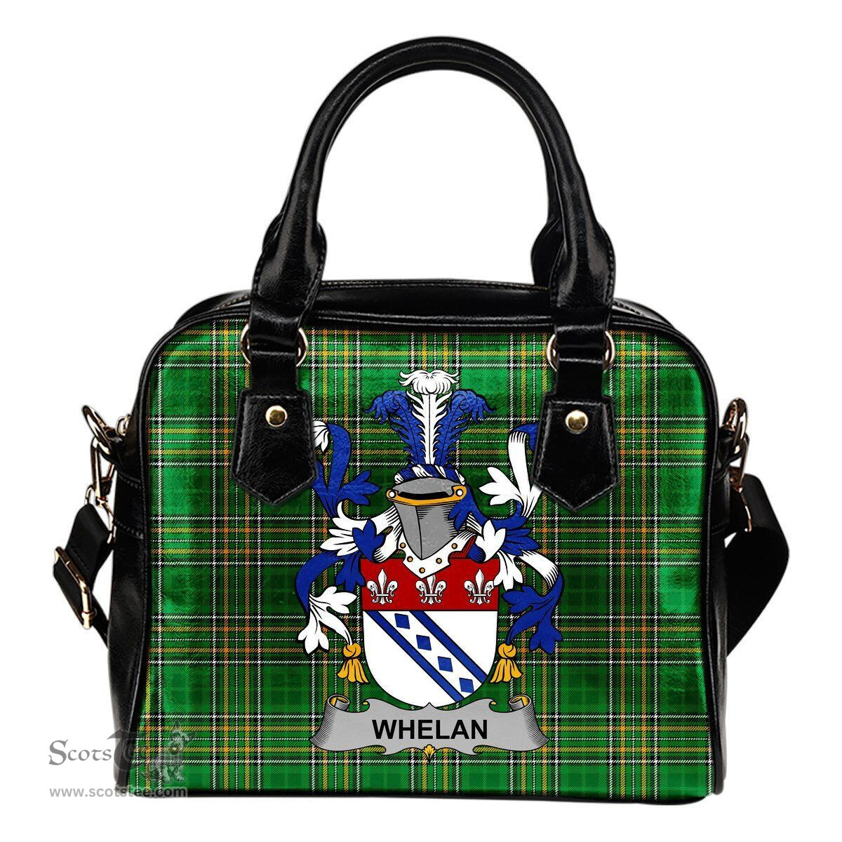 Irish Whelan Coat of Arms Family Crest Ireland Shoulder Handbag Irish National Tartan Irish County Handbag