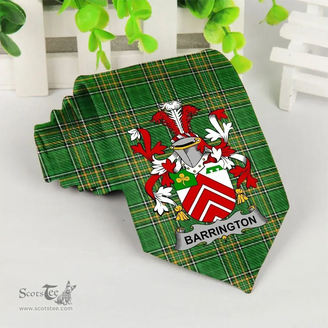Irish Barrington Coat of Arms Family Crest Ireland Neck Tie Irish National Tartan Irish County Tie