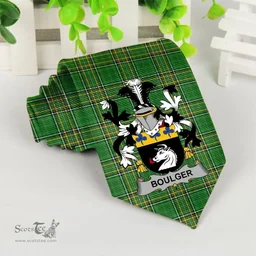 Irish Boulger or O'Bolger Coat of Arms Family Crest Ireland Neck Tie Irish National Tartan Irish County Tie