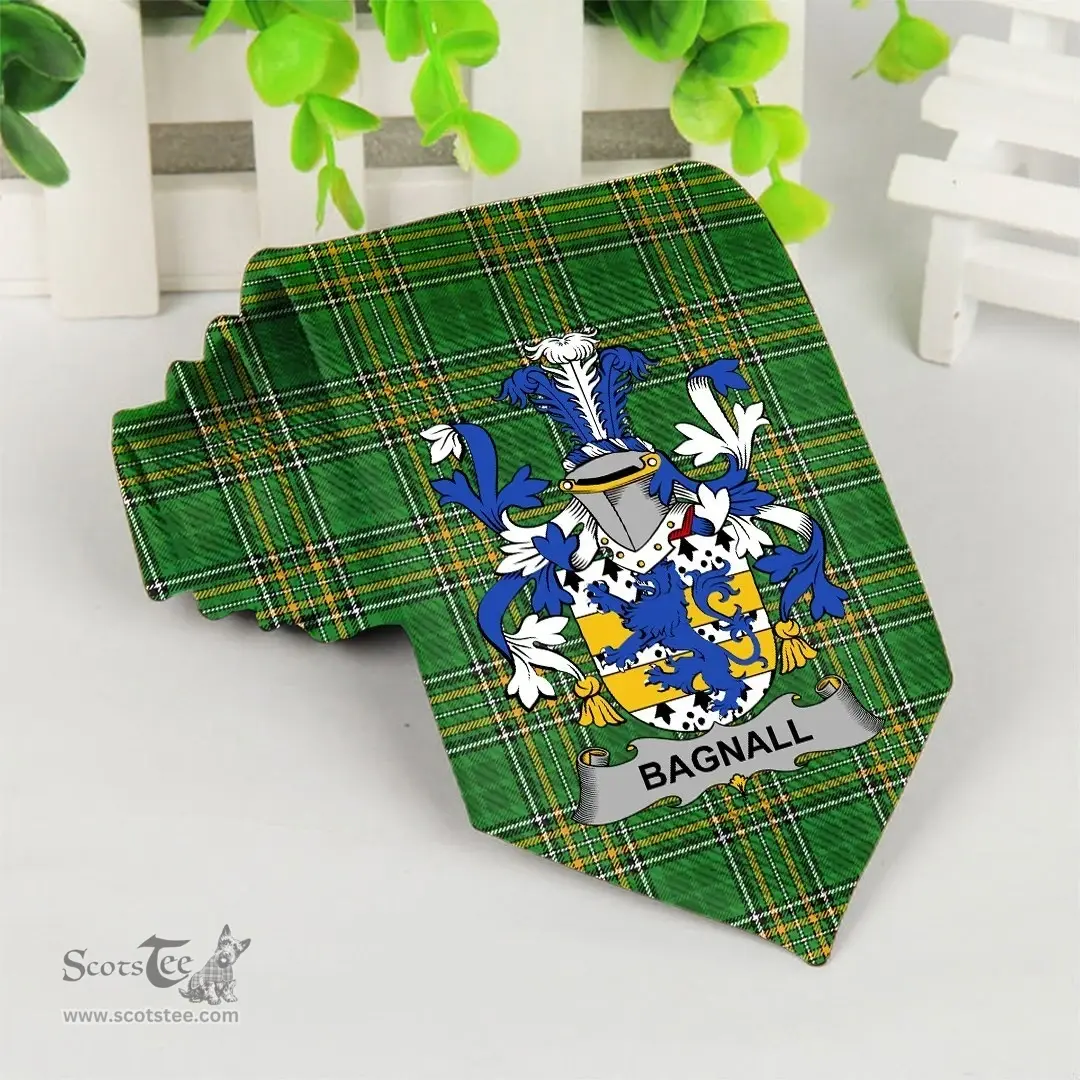 Irish Bagnall Coat of Arms Family Crest Ireland Neck Tie Irish National Tartan Irish County Tie