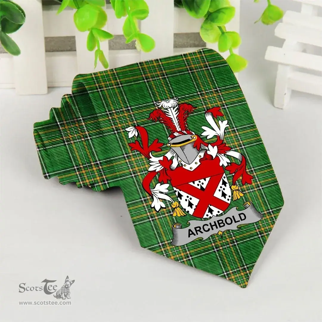 Irish Archbold Coat of Arms Family Crest Ireland Neck Tie Irish National Tartan Irish County Tie