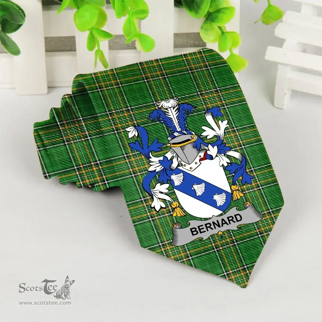 Irish Bernard Coat of Arms Family Crest Ireland Neck Tie Irish National Tartan Irish County Tie