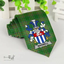 Irish Bagwell Coat of Arms Family Crest Ireland Neck Tie Irish National Tartan Irish County Tie