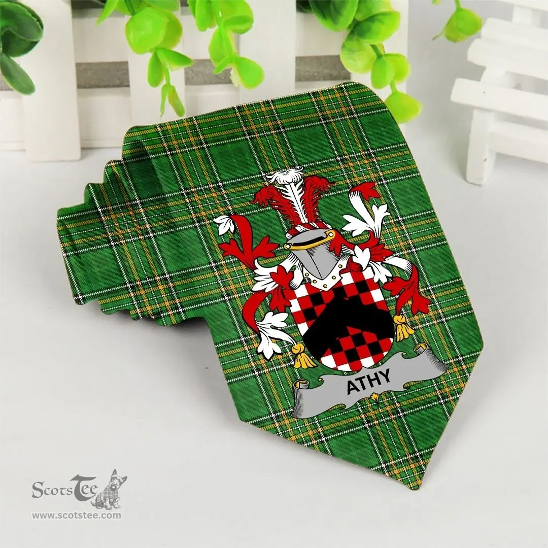 Irish Athy Coat of Arms Family Crest Ireland Neck Tie Irish National Tartan Irish County Tie