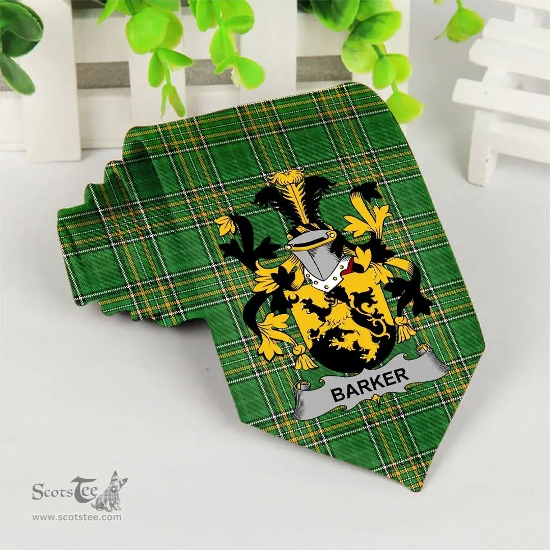 Irish Barker Coat of Arms Family Crest Ireland Neck Tie Irish National Tartan Irish County Tie