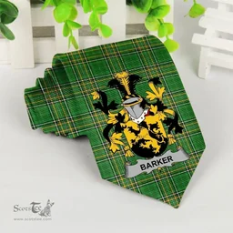 Irish Barker Coat of Arms Family Crest Ireland Neck Tie Irish National Tartan Irish County Tie