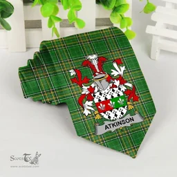Irish Atkinson Coat of Arms Family Crest Ireland Neck Tie Irish National Tartan Irish County Tie