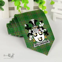 Irish Bellingham Coat of Arms Family Crest Ireland Neck Tie Irish National Tartan Irish County Tie
