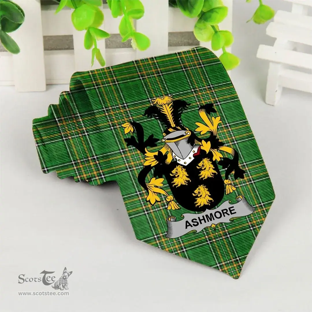 Irish Ashmore Coat of Arms Family Crest Ireland Neck Tie Irish National Tartan Irish County Tie