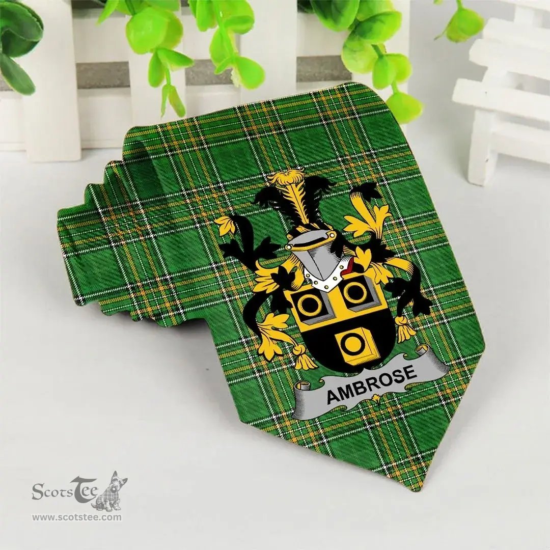 Irish Ambrose Coat of Arms Family Crest Ireland Neck Tie Irish National Tartan Irish County Tie