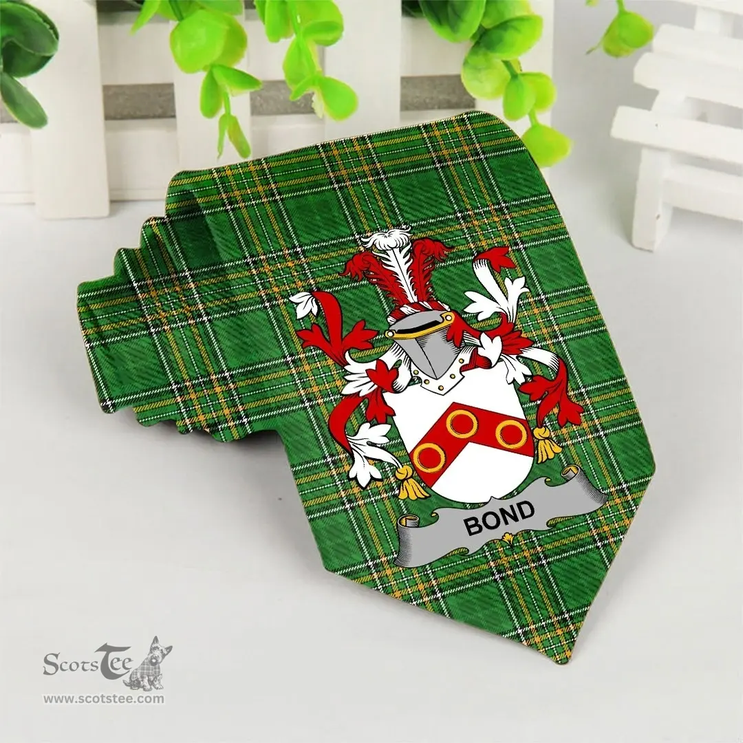 Irish Bond Coat of Arms Family Crest Ireland Neck Tie Irish National Tartan Irish County Tie
