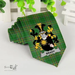 Irish Brady or McBrady Coat of Arms Family Crest Ireland Neck Tie Irish National Tartan Irish County Tie