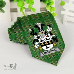 Irish Colthurst Coat of Arms Family Crest Ireland Neck Tie Irish National Tartan Irish County Tie