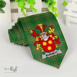 Irish Burnett Coat of Arms Family Crest Ireland Neck Tie Irish National Tartan Irish County Tie