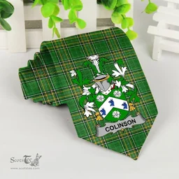 Irish Colinson Coat of Arms Family Crest Ireland Neck Tie Irish National Tartan Irish County Tie