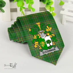 Irish Connor or O'Connor (Sligo) Coat of Arms Family Crest Ireland Neck Tie Irish National Tartan Irish County Tie