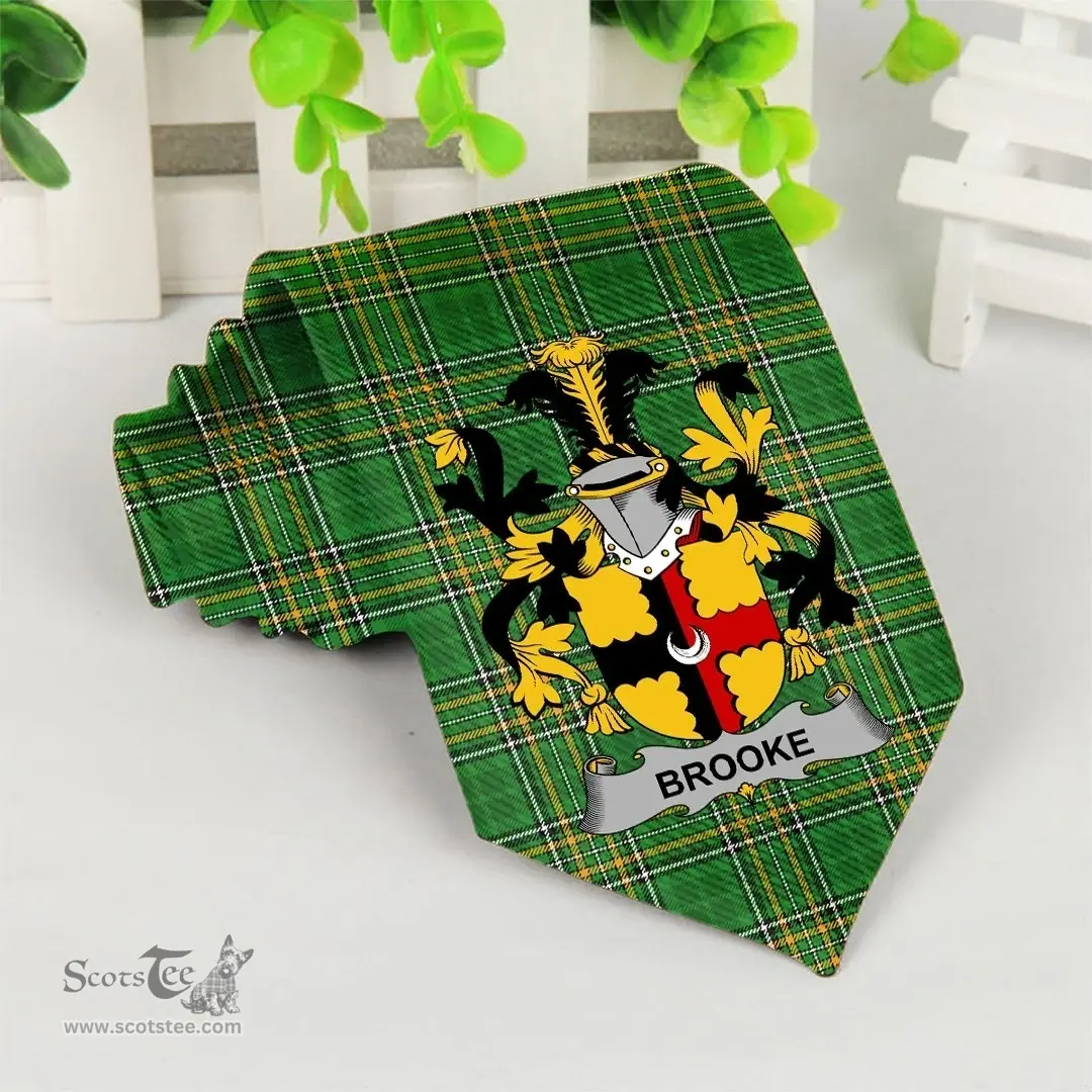 Irish Brooke Coat of Arms Family Crest Ireland Neck Tie Irish National Tartan Irish County Tie