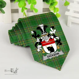 Irish Dickson Coat of Arms Family Crest Ireland Neck Tie Irish National Tartan Irish County Tie