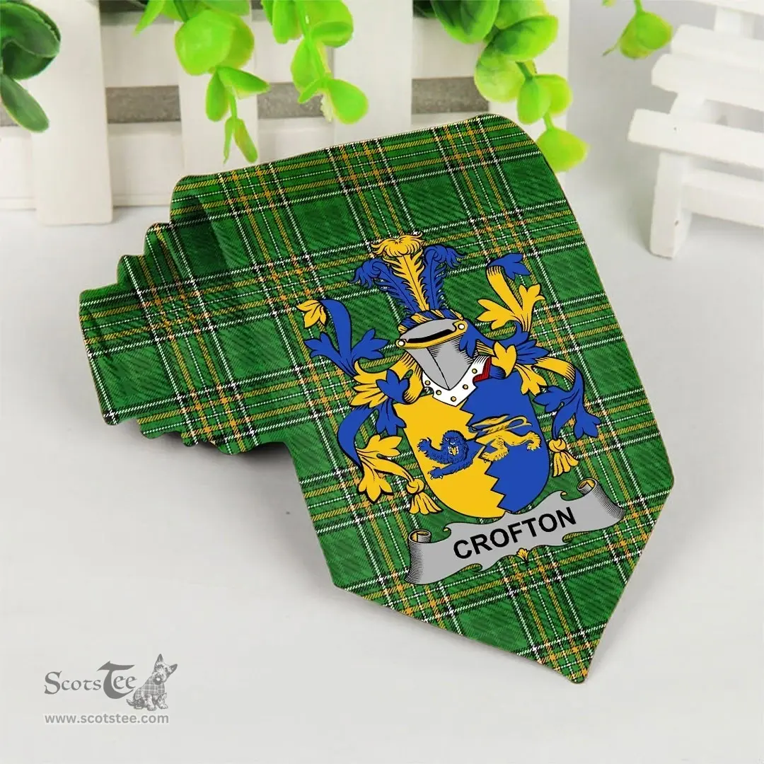 Irish Crofton Coat of Arms Family Crest Ireland Neck Tie Irish National Tartan Irish County Tie