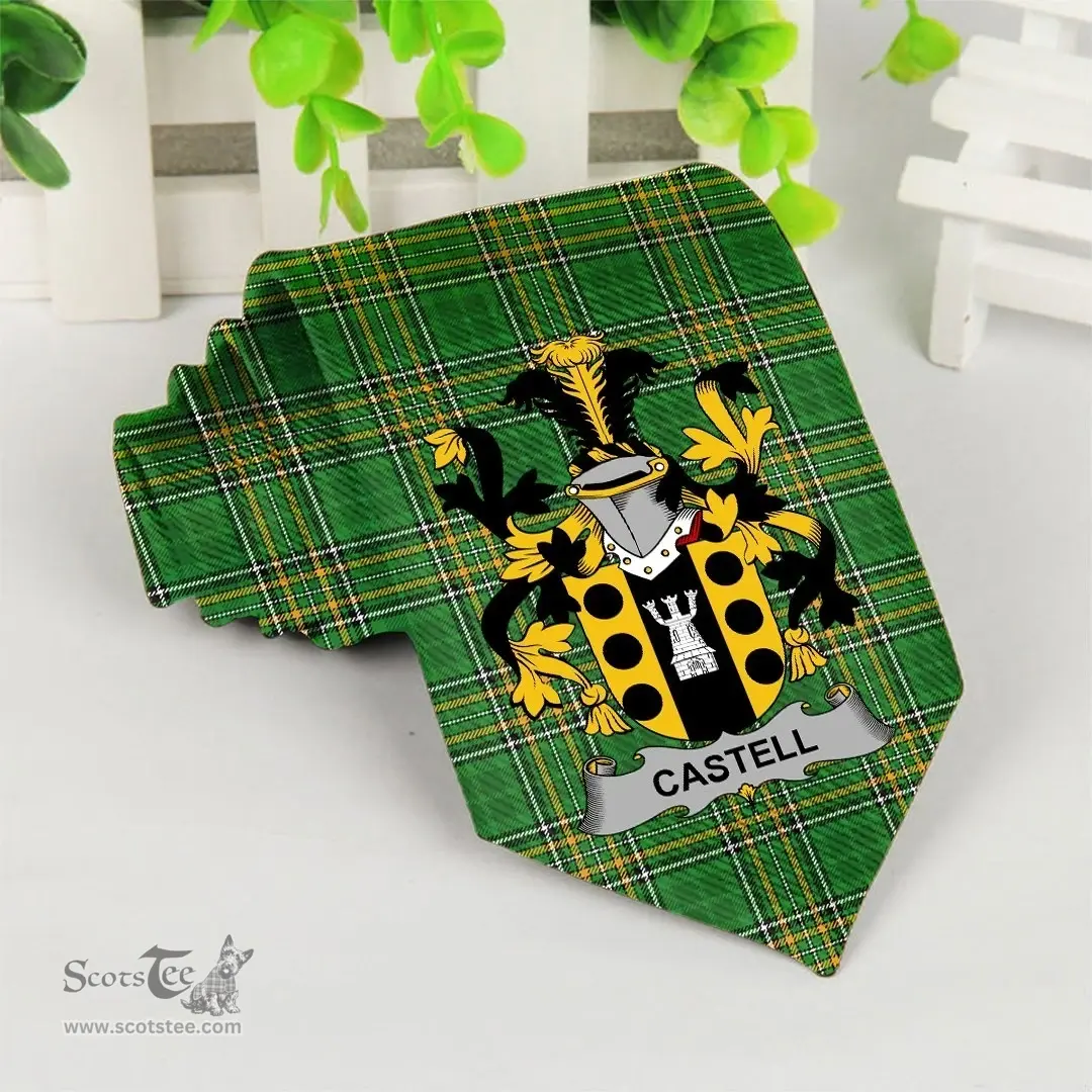 Irish Castell Coat of Arms Family Crest Ireland Neck Tie Irish National Tartan Irish County Tie