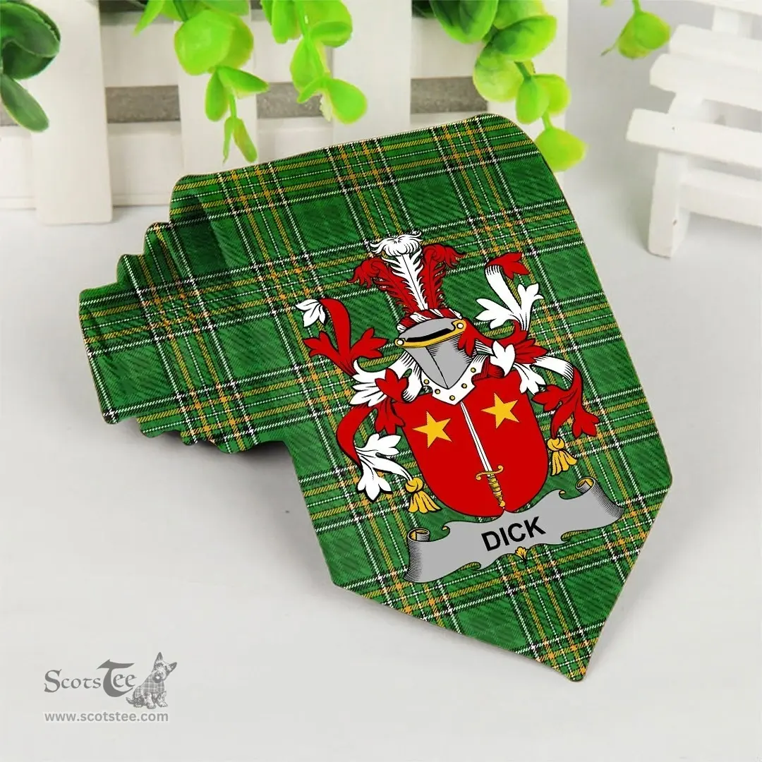 Irish Dick Coat of Arms Family Crest Ireland Neck Tie Irish National Tartan Irish County Tie