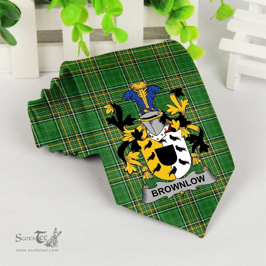 Irish Brownlow Coat of Arms Family Crest Ireland Neck Tie Irish National Tartan Irish County Tie