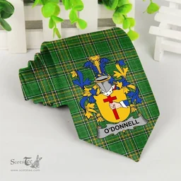 Irish Donnellan or O'Donnellan Coat of Arms Family Crest Ireland Neck Tie Irish National Tartan Irish County Tie