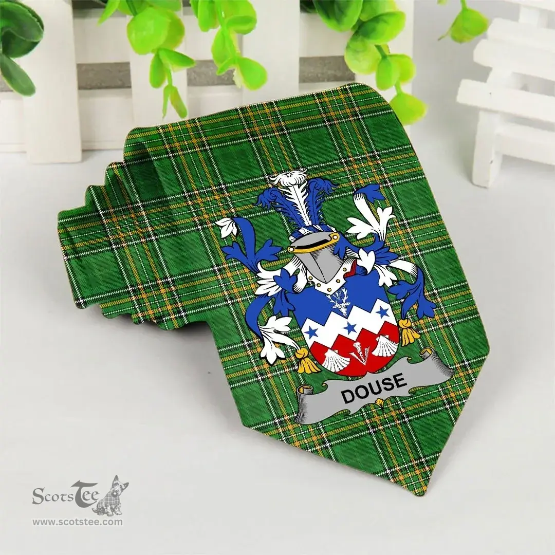 Irish Douse or Dowse Coat of Arms Family Crest Ireland Neck Tie Irish National Tartan Irish County Tie