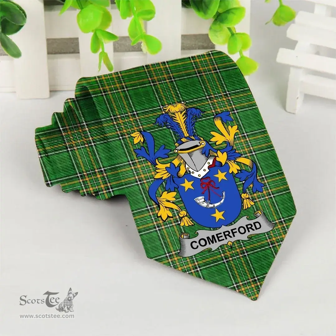 Irish Comerford Coat of Arms Family Crest Ireland Neck Tie Irish National Tartan Irish County Tie
