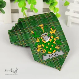 Irish Eaton Coat of Arms Family Crest Ireland Neck Tie Irish National Tartan Irish County Tie