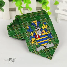 Irish Cox Coat of Arms Family Crest Ireland Neck Tie Irish National Tartan Irish County Tie
