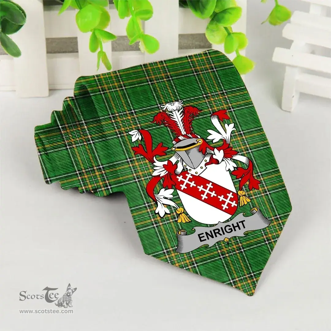 Irish Enright Coat of Arms Family Crest Ireland Neck Tie Irish National Tartan Irish County Tie