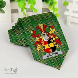 Irish Broder or O'Broder Coat of Arms Family Crest Ireland Neck Tie Irish National Tartan Irish County Tie