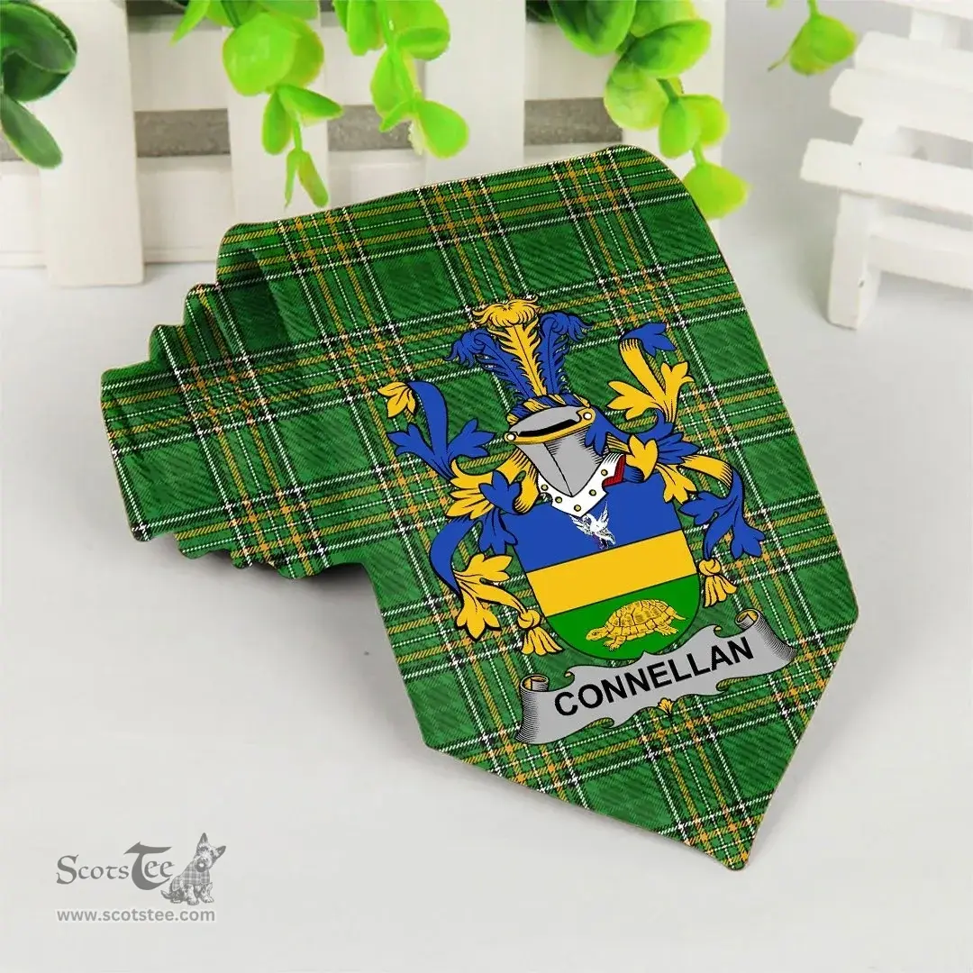 Irish Connell or O'Connell Coat of Arms Family Crest Ireland Neck Tie Irish National Tartan Irish County Tie