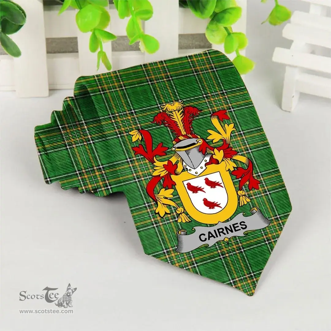 Irish Cairnes Coat of Arms Family Crest Ireland Neck Tie Irish National Tartan Irish County Tie