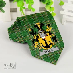 Irish Echlin Coat of Arms Family Crest Ireland Neck Tie Irish National Tartan Irish County Tie